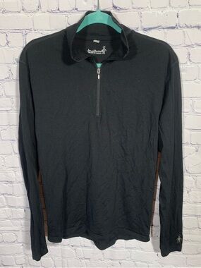Smartwool Mens Black Quarter Zip Pullover Size M Merino Wool Layer Outdoor